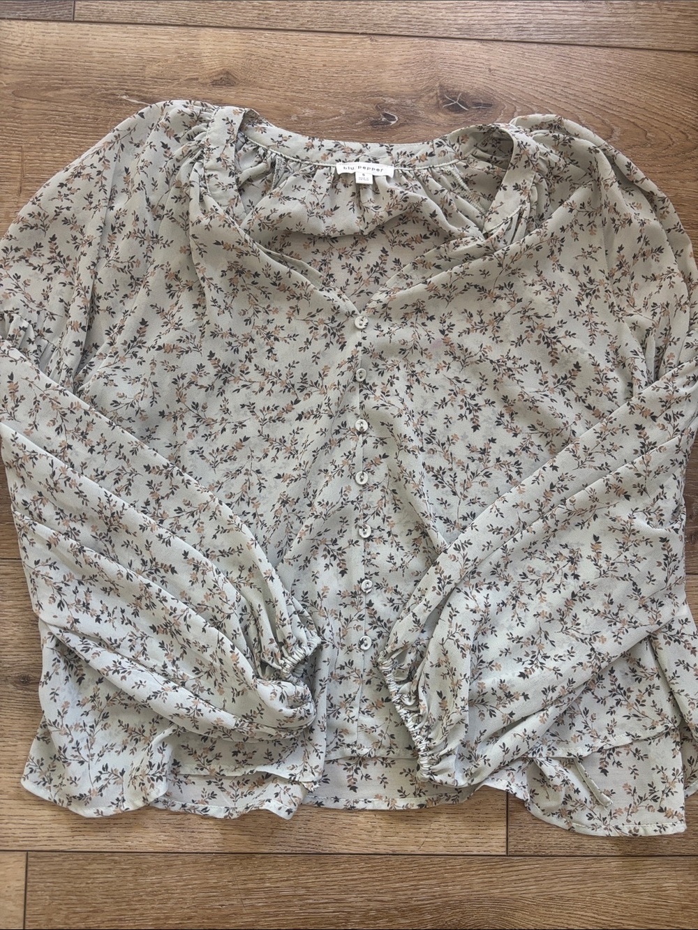 Blu Pepper Sage Floral Button-Down Blouse